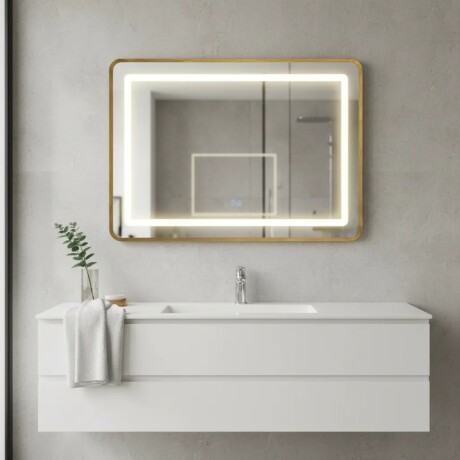 Espejo Horizontal Lumax Suleban c/marco y luz 120x70cm Dorado