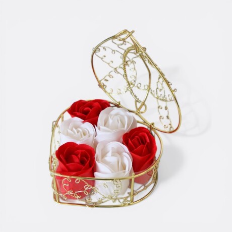Set Arreglo De Jabones X6 - Caja Corazón Rojo Blanco