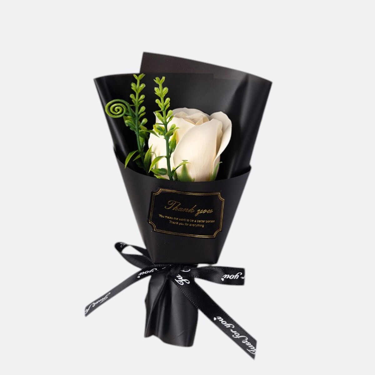 Detalle Flor De Regalo - Jabón En Mini Ramo - Negro Rosa Blanca 