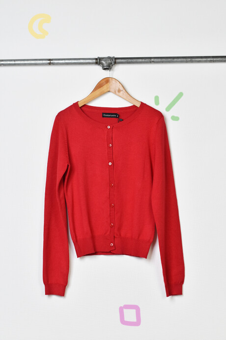 Cardigan Niña escote U Rojo