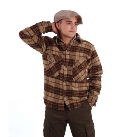 Camisa de Tartán 100% Lana caballero beige