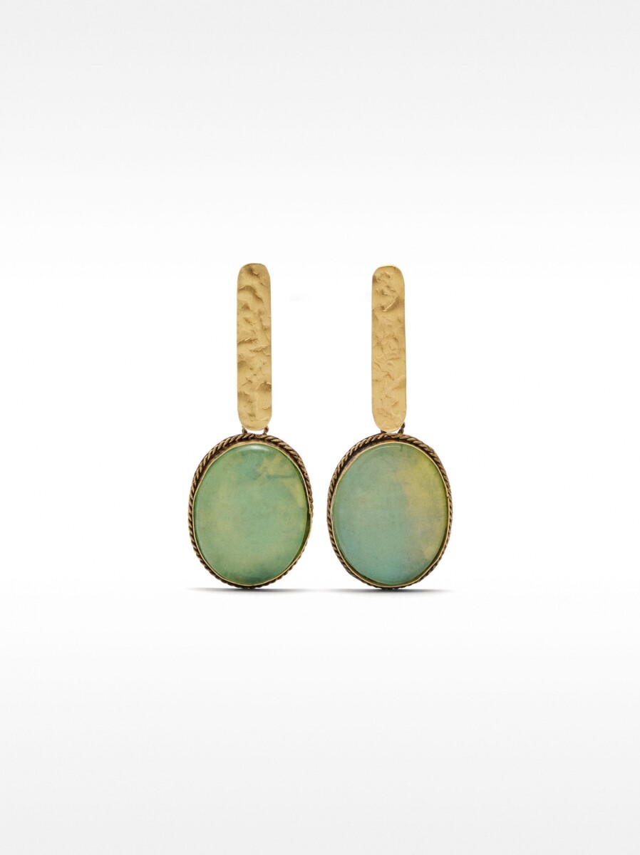 Pendientes Largos Maxi De Barra Con Piedras - azul 