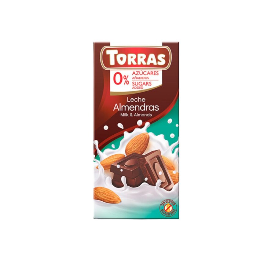 Chocolate con Almendras Sin azúcar Torras 75g Chocolate con Almendras Sin azúcar Torras 75g