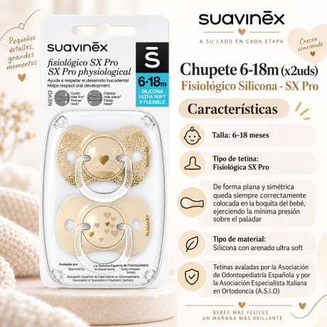 Chupete x2 de 6-18 Meses Fisiológico SXPRO Silicona Suavinex Beige