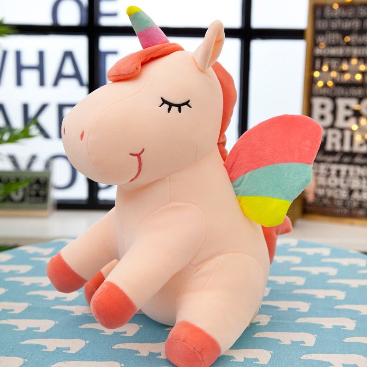 Peluche Unicornio Rosa Algodón Alto 30cm 
