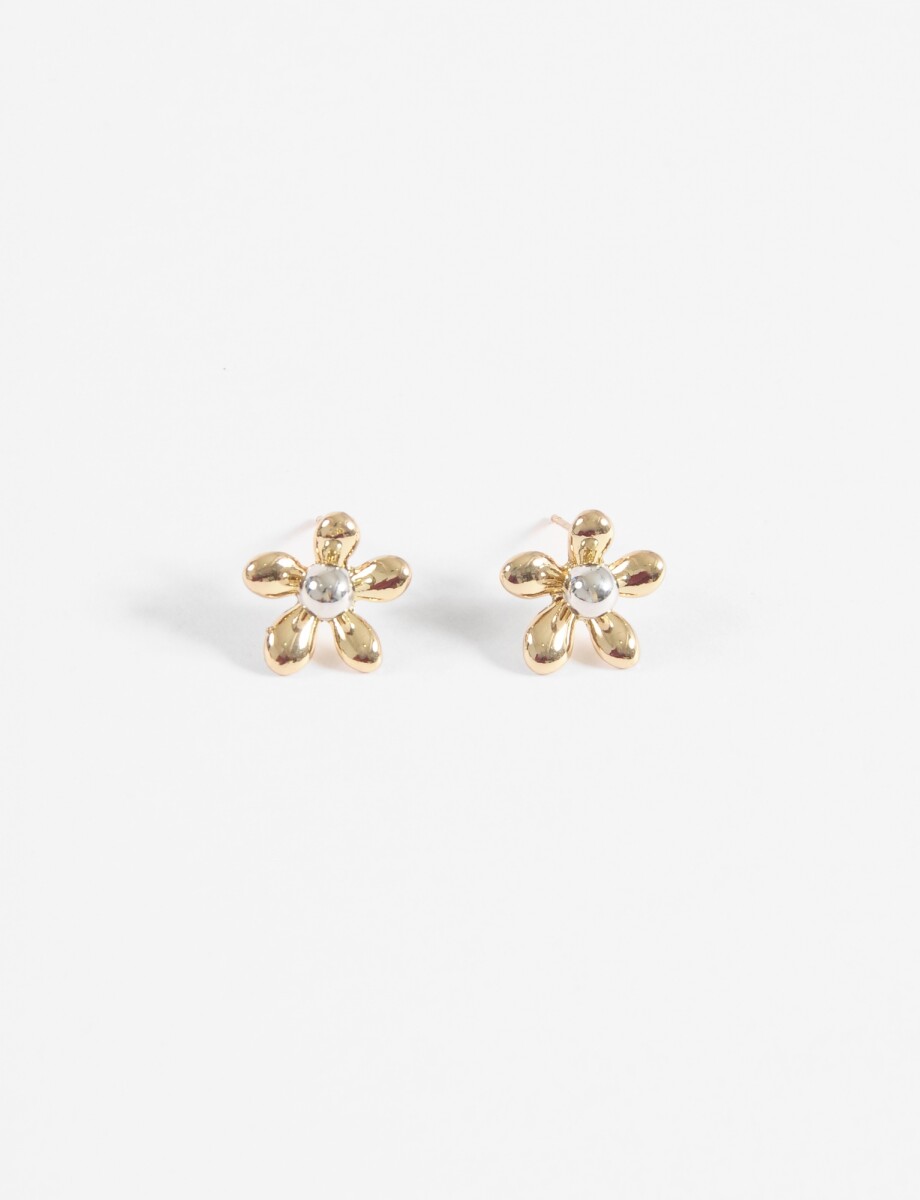 Caravanas flor metallic - dorado 