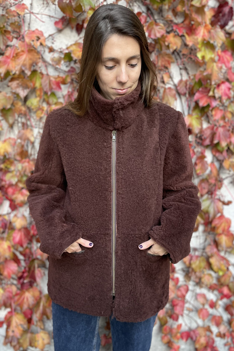 Borrego greta reversible Marron gastado