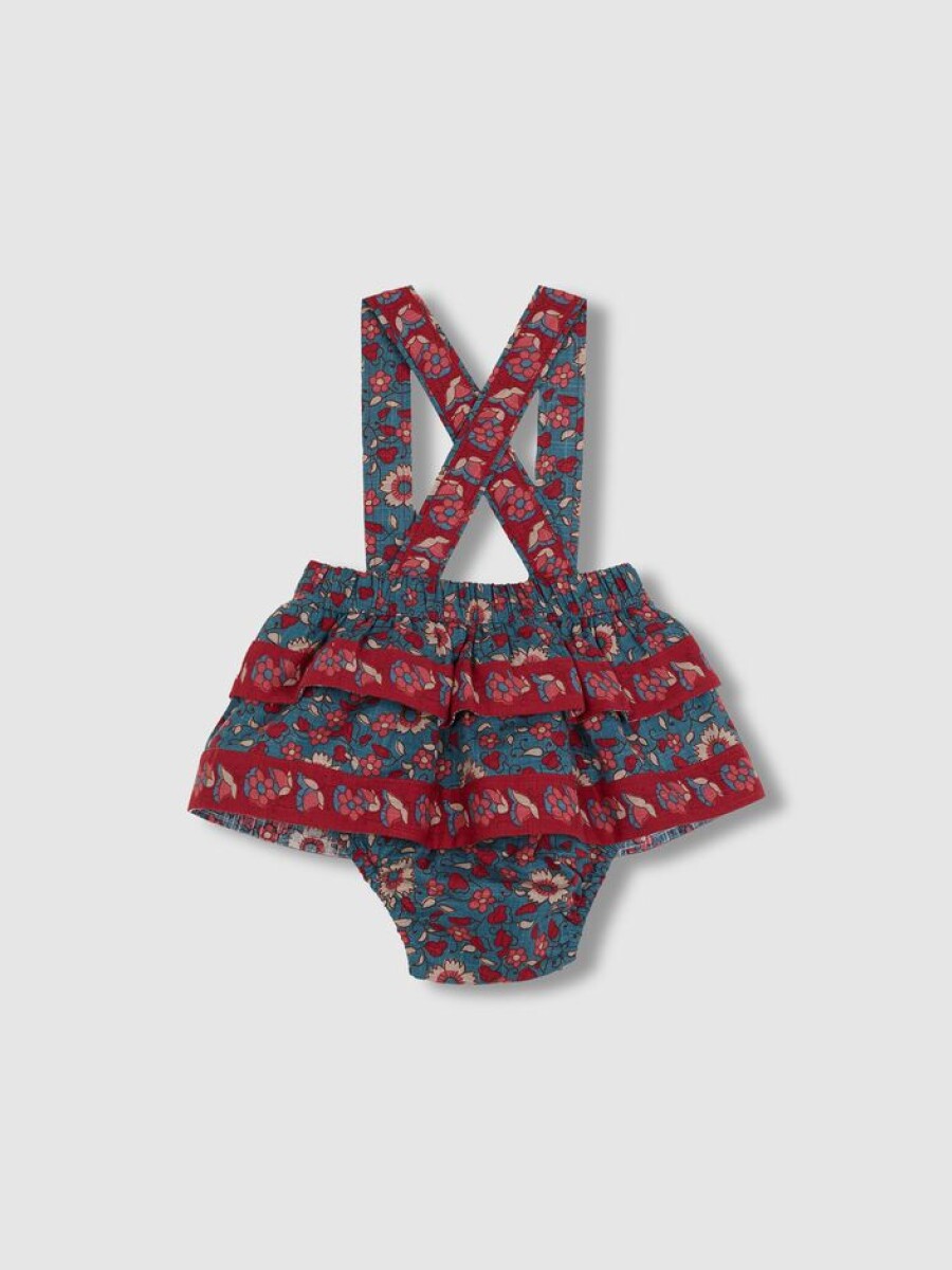 Falda Estampado De Flores Con Volantes Piedra