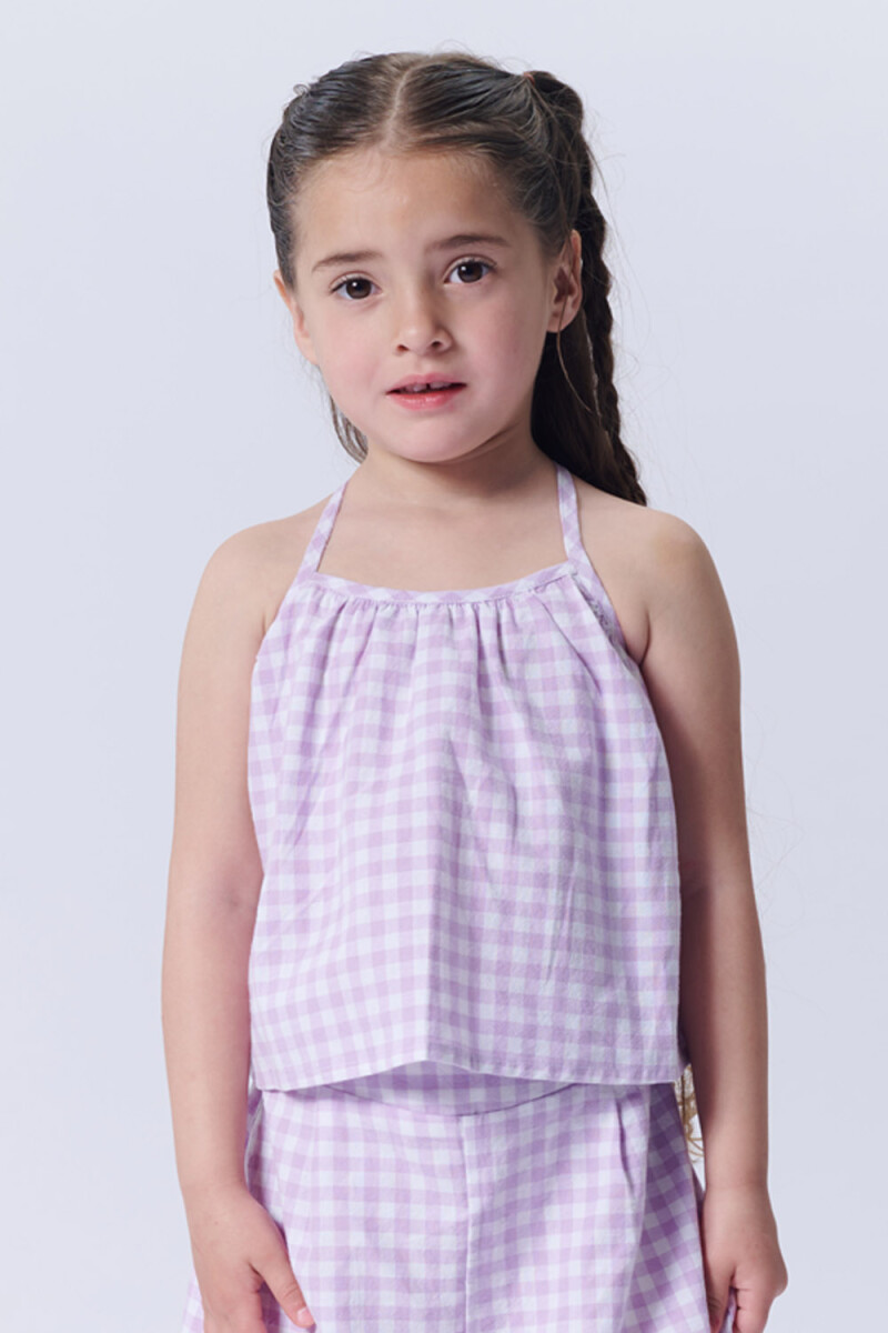 Top cuadro vichy Lila