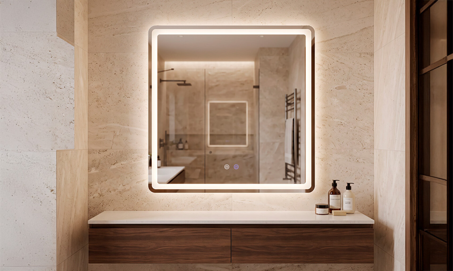 Espejo Led Cuadrado Lk707 C/desempañante 