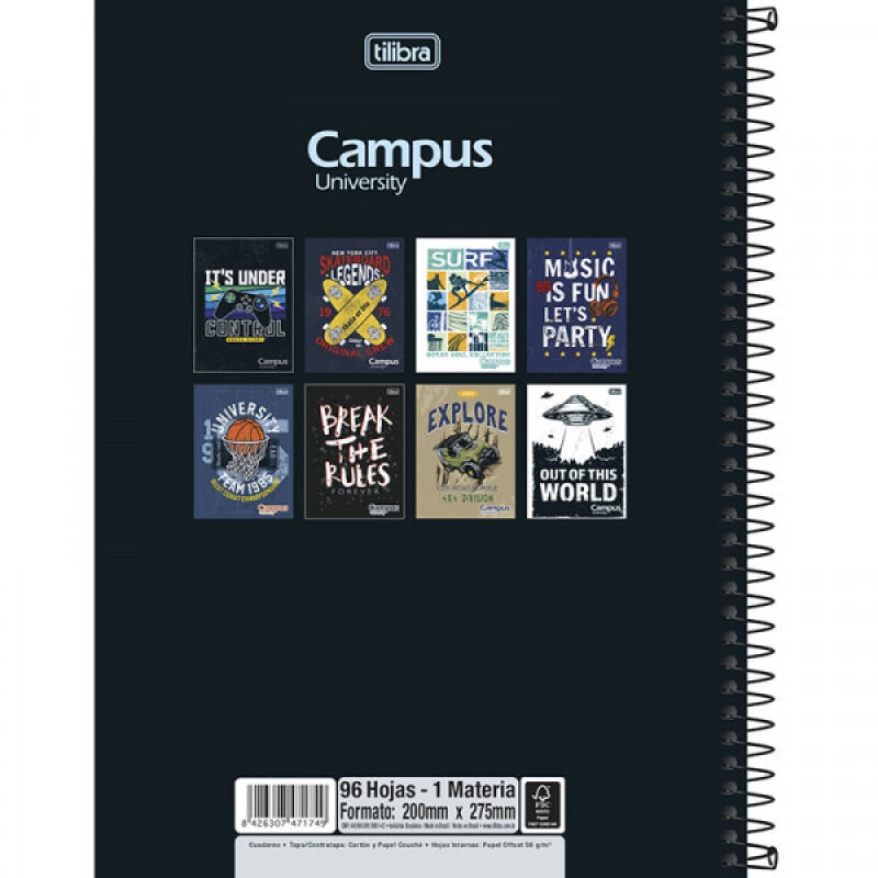 Cuadernola Action Tilibra Campus University Td Rayada Con Espiral 96 Hojas #CUADERNOLA ACTION TILIBRA CAMPUS UNIVERSITY TD RAYADA CON ESPIRAL 96 HOJAS