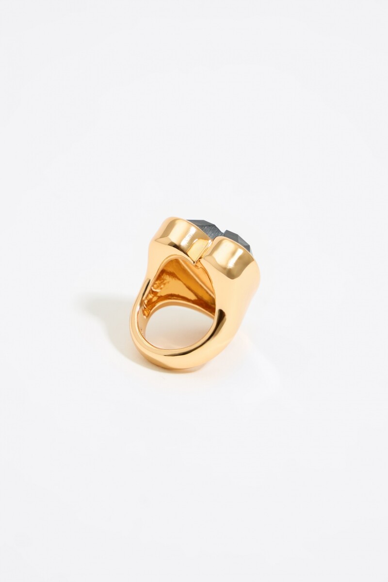ANILLO CORAZÓN CRISTAL FUMÉ Oro