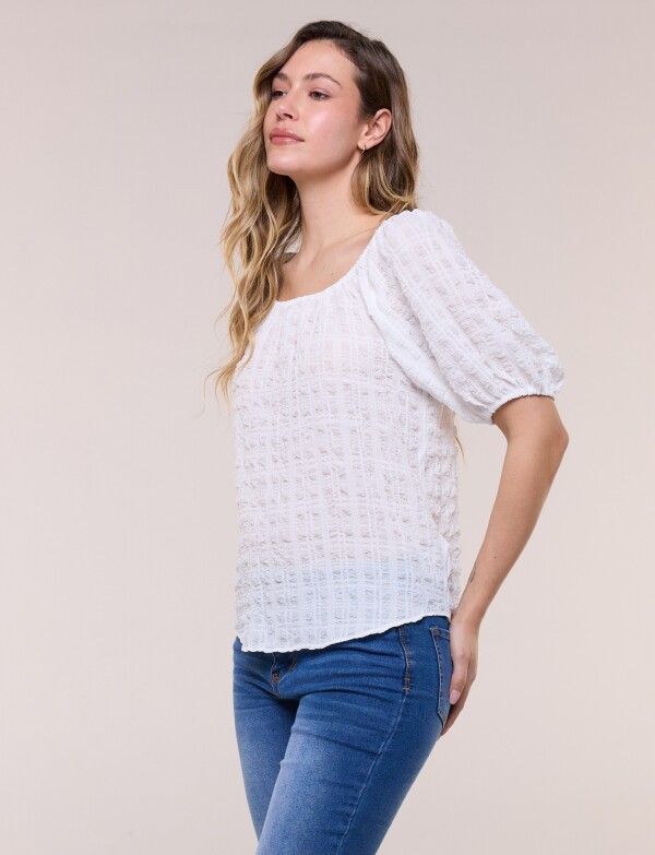Blusa Texturada Manga Balloon CRUDO