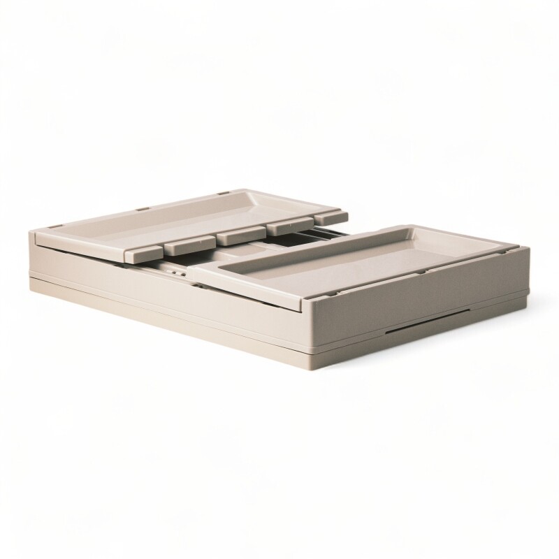 Caja Pp Organizadora Plegable Y Apilable Con Tapa De Mdf Sin Color