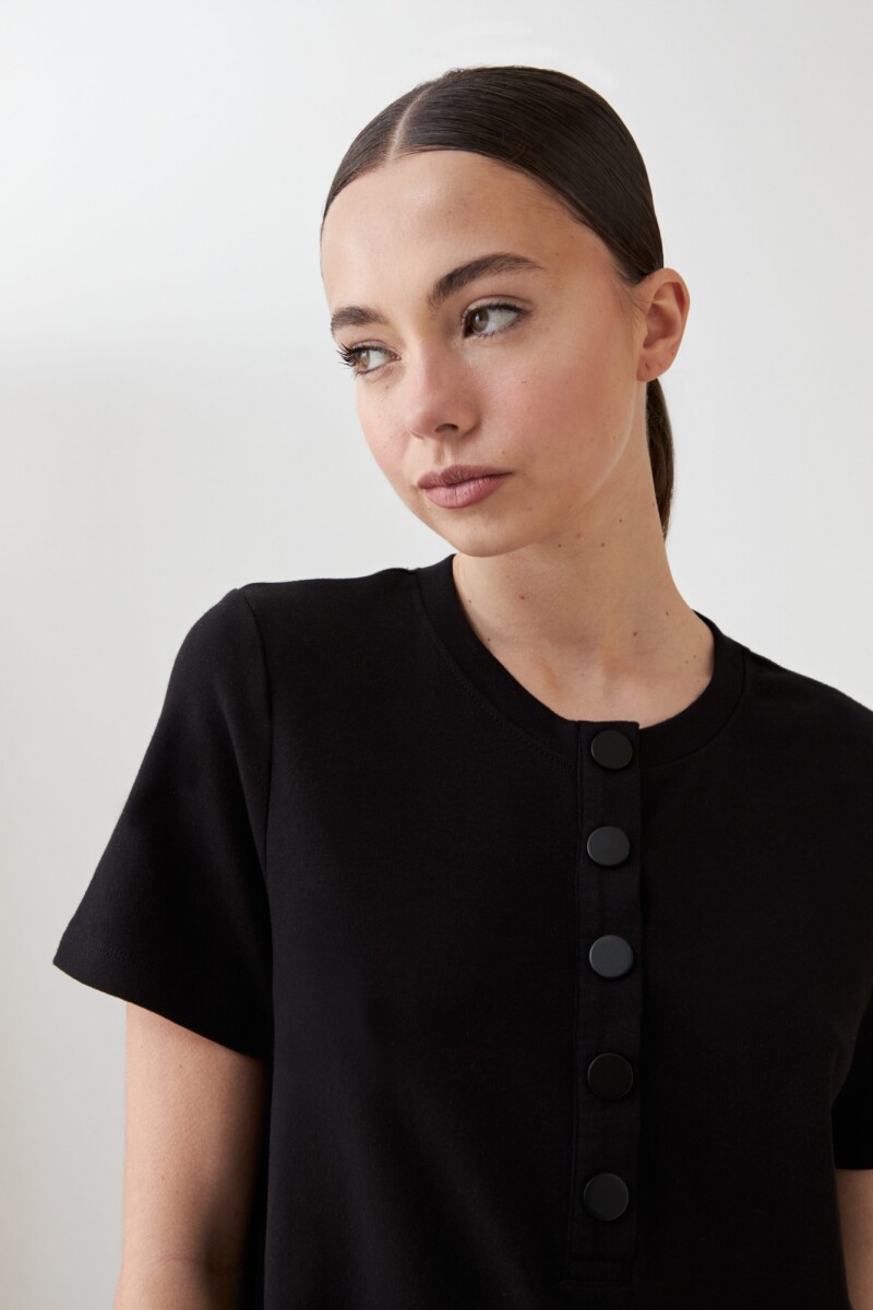 Vestido midi con botones negro
