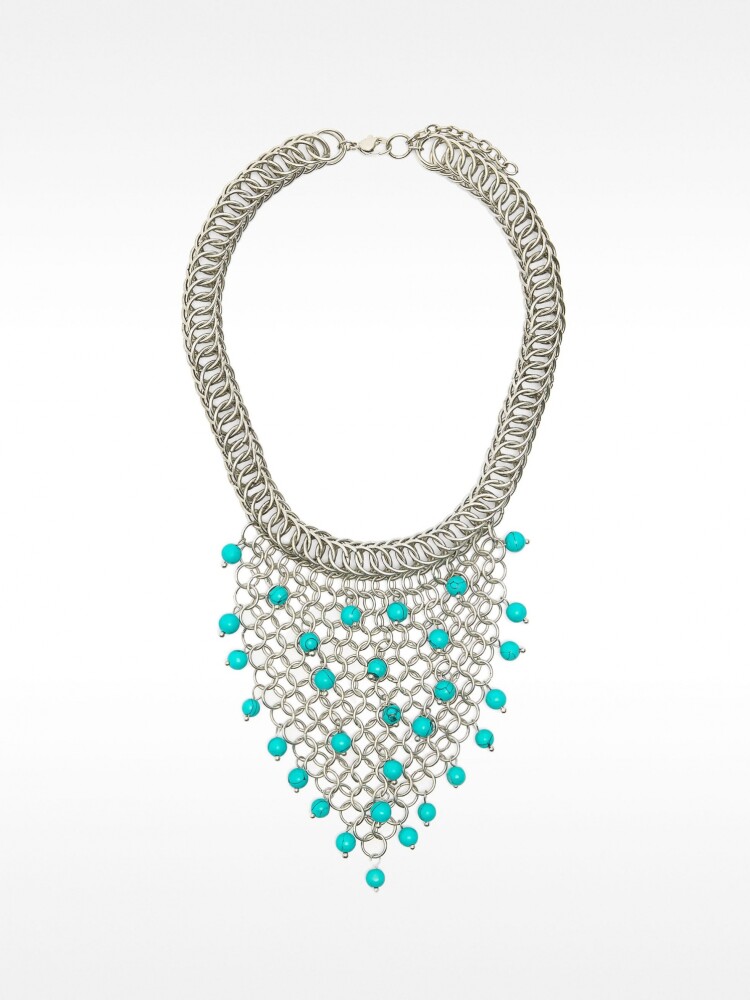 Collar Entrecruzado Con Piedras azul