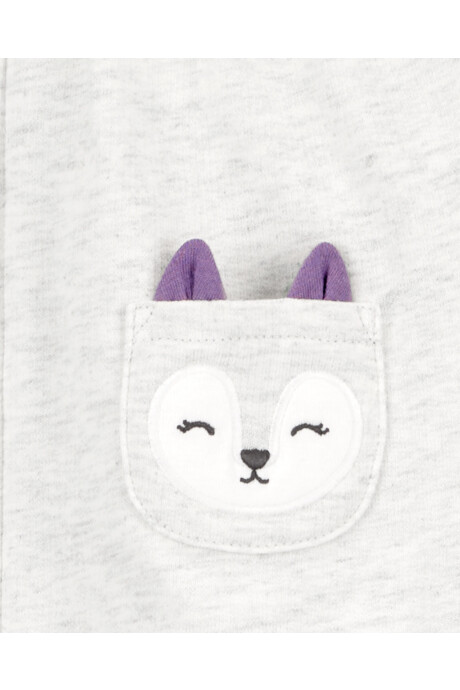 Set tres piezas de algodón, chaleco, pantalón y body, diseño zorro Sin color