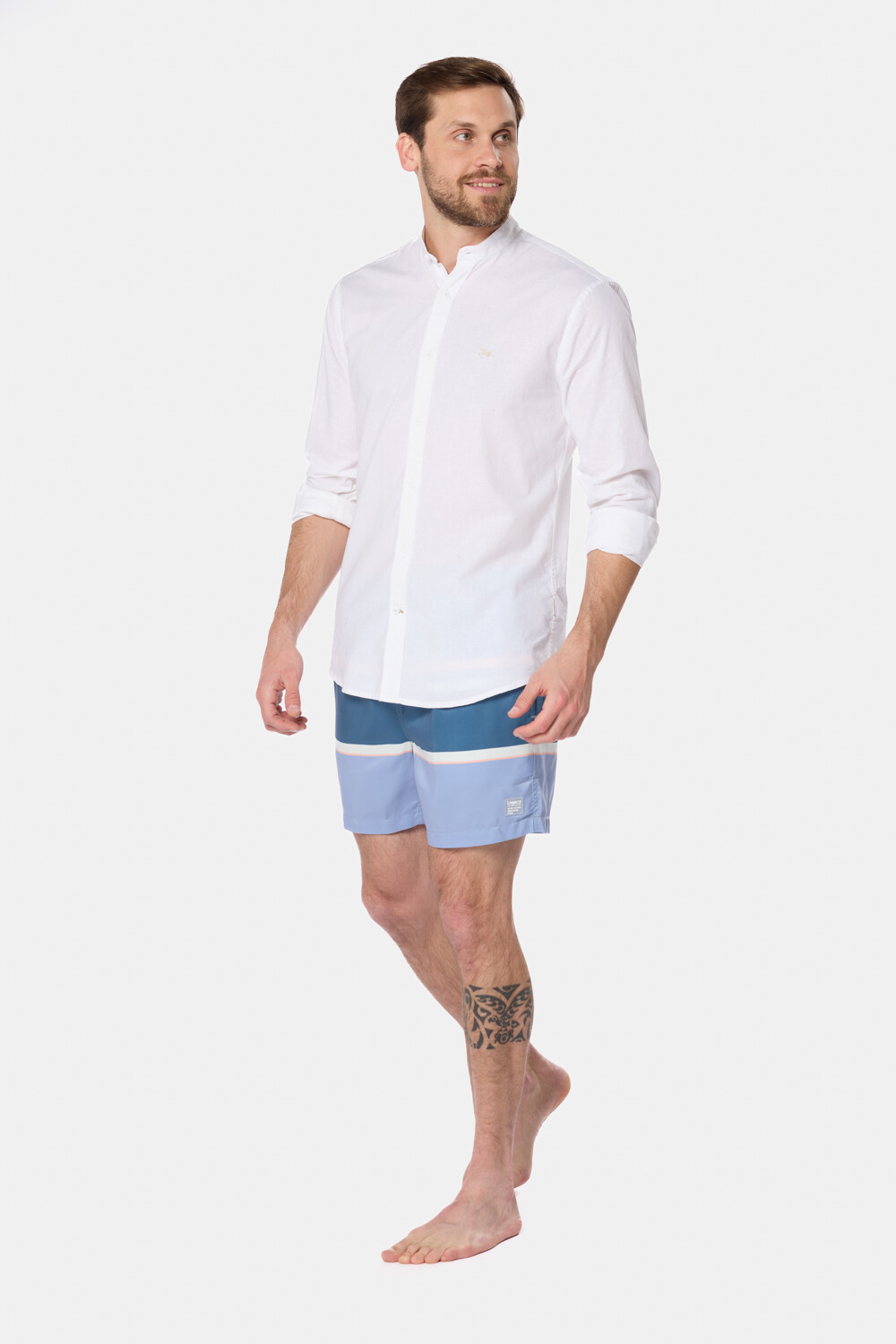 SHORT DE BAÑO RAYADO Azul