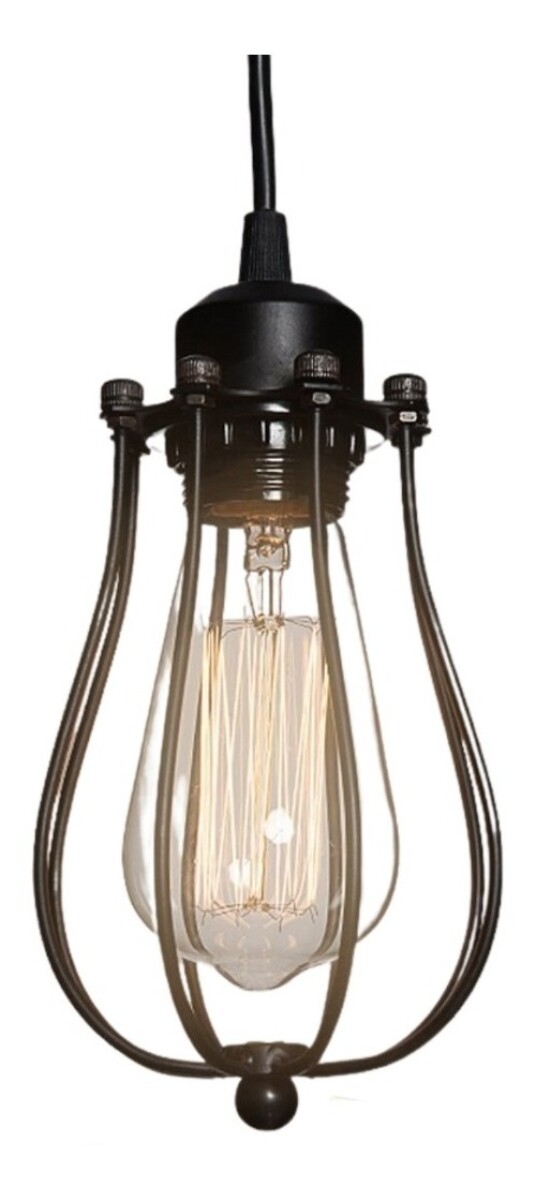 Lampara Techo Colgante Jaula Metal Vintage Retro Negro - Negro 