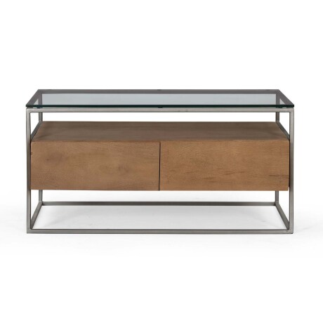 MESA RATONA VIDRIO-MADERA-Y-METAL MARRON VITRO AVELLANA