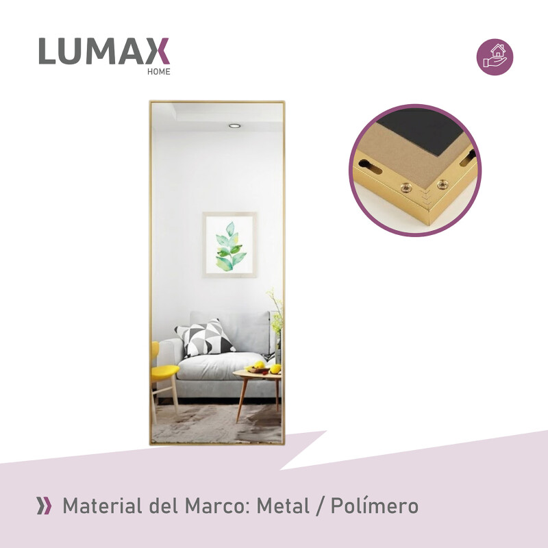 Espejo De Pie Lumax Rox Marco Rectangular 80 x 180cm Dorado