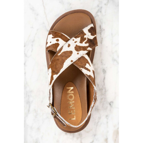 Sandalia Animal Print Pelo Vaca Marron