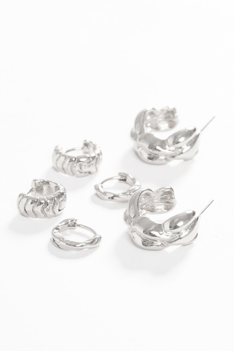 Set de tres aros texture plateado