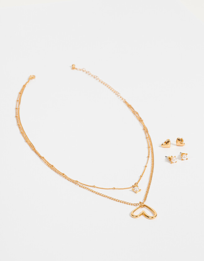 Bijouterie Set Bañada en Oro Bijou Set Con Corazón Bañado En Oro - Dorado