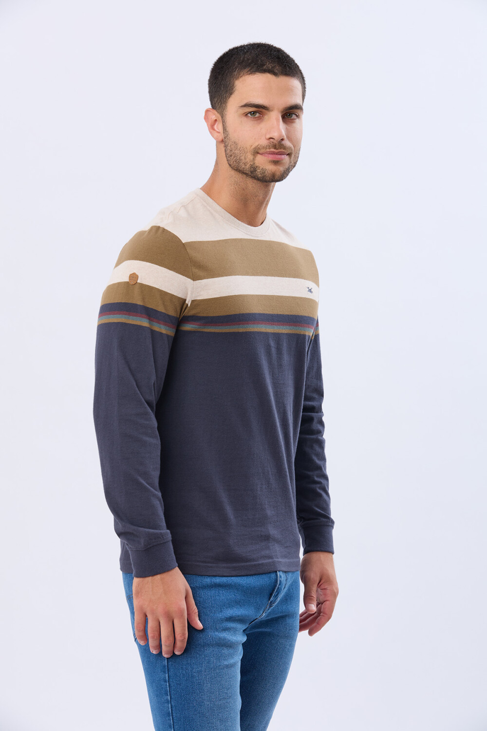 REMERA RAYADA DE ALGODÓN Beige