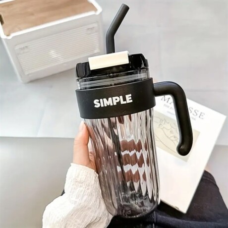 Vaso con manija y sorbito Negro