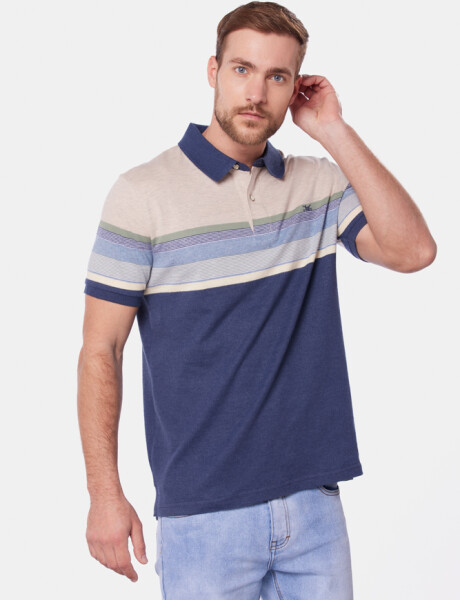 REMERA POLO JERSEY RAYADA Azul