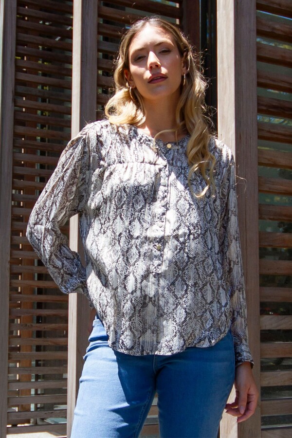 Blusa Chiffon Print GRIS/MULTI