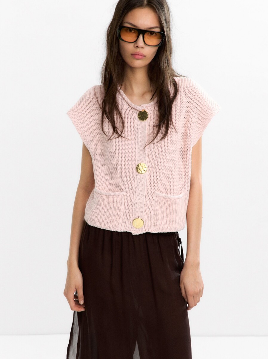Chaleco De Punto Con Bolsillos - rosa 