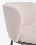 Taburete Ciselia de chenilla beige y acero negro altura 75 cm