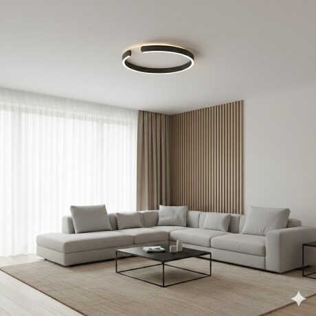 Plafón LED, Diseño anillo cortado, Dimerizable 40W 60CM NEGRO