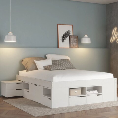 CAMA 2 PLAZAS CON CAJONES CHARME LINEA FUNCIONAL - BLANCO 90 ROBLES Cama 2 Plazas Con Cajones Charme Linea Funcional - Blanco 90 Robles