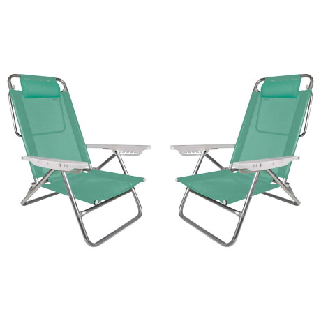 Set X2 Reposeras Sillas Almohada 6Posiciones Alum Mor Summer Verde Claro