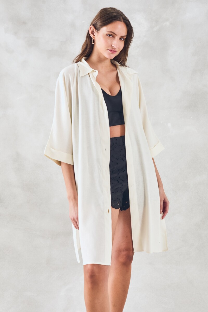 Camisa Con Lino Nácar