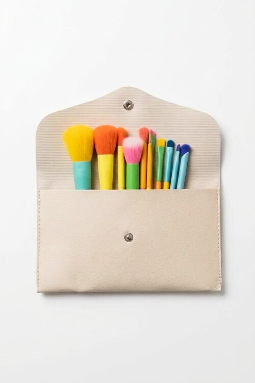 Set de 10 brochas de maquillaje multicolor