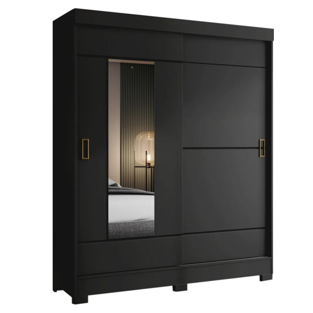 Ropero 2 puertas corredizas con espejo NEGRO