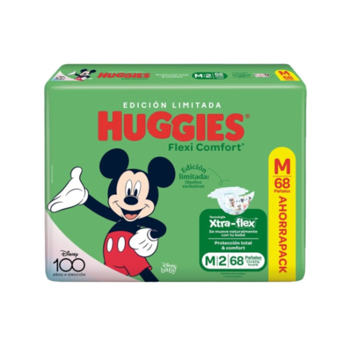 Huggies Pañales Flexi Comfort Talle M 68 Unidades | Ajuste Cómodo y Absorción Activa