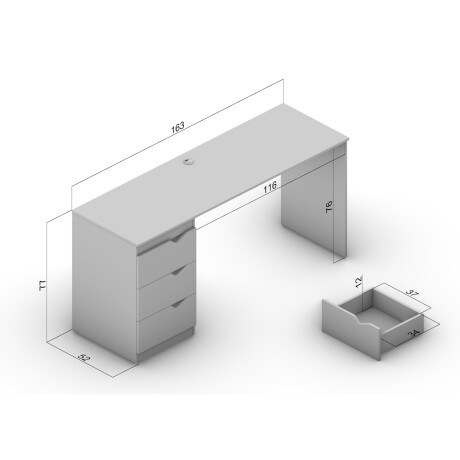 ESCRITORIO PORTO 3 CAJONES 136cm FREIJÓ CON CREMA MARRON