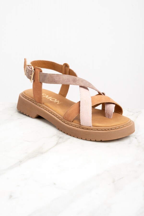 Sandalia Cuero Combinada Mocha