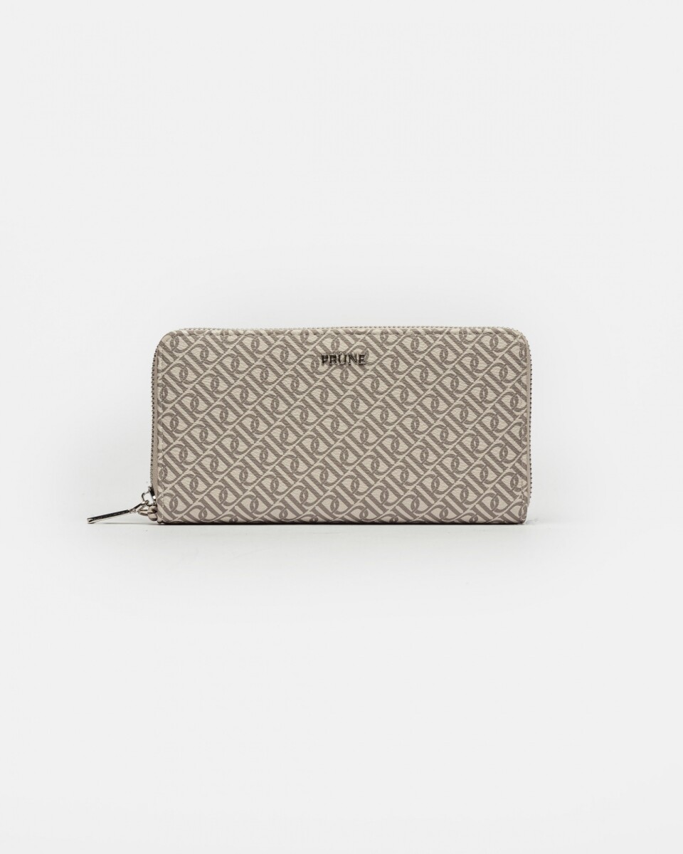 Billetera Monogram En Efecto Cuero Estampado - Taupe 