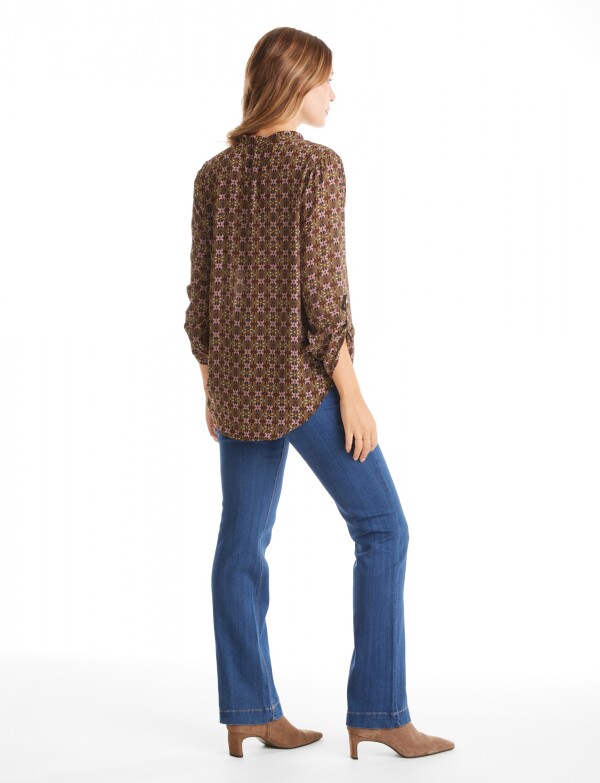 Blusa Esc V Printed MARRON/MULTI