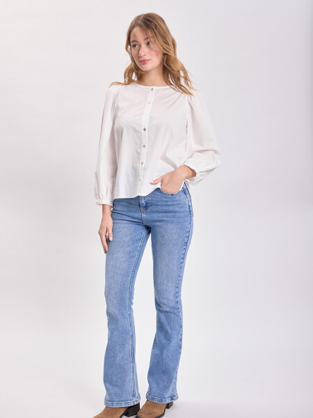 Blusa manga balloon Blanco