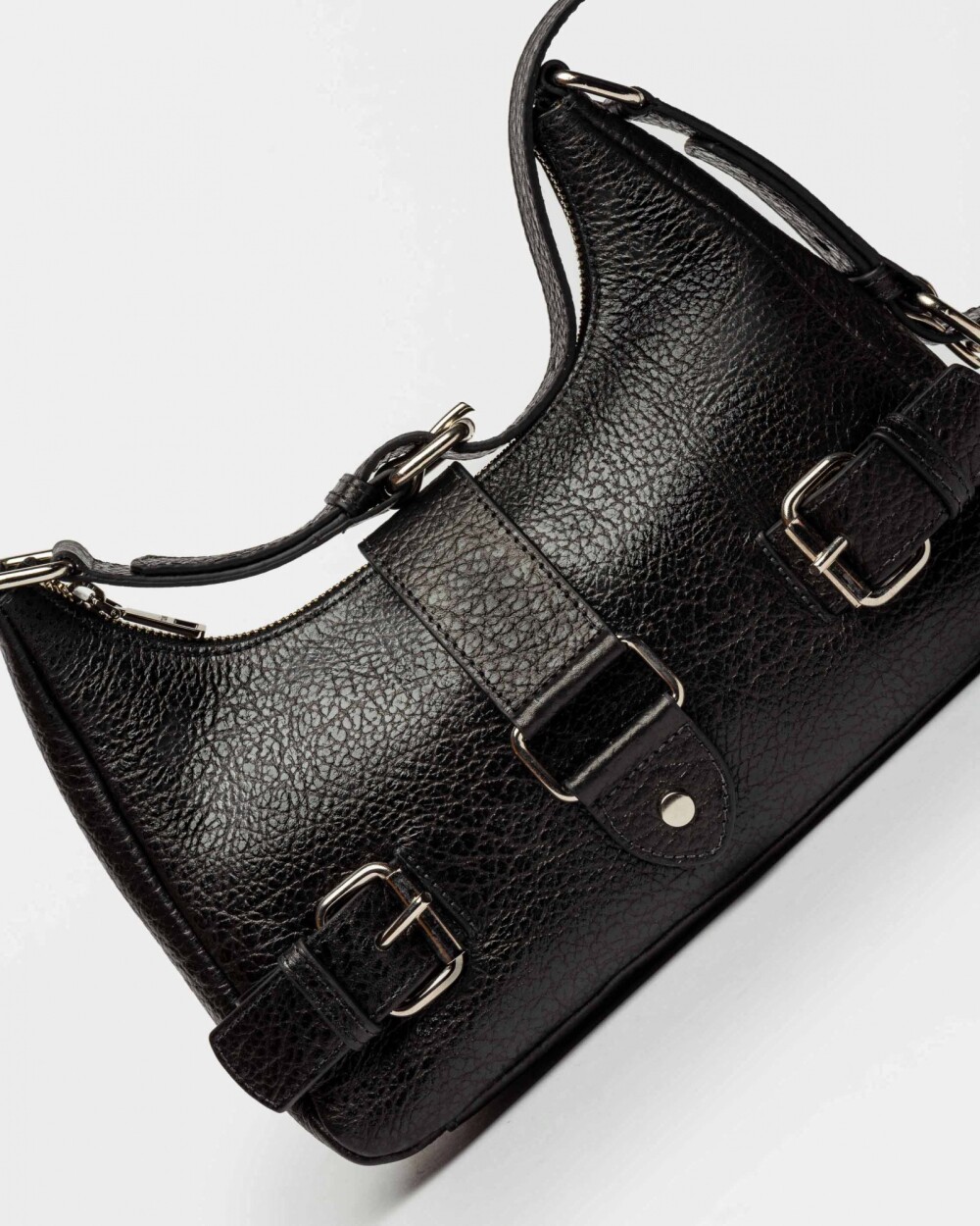 Cartera al Hombro The Noisy Gang En Cuero Graneado Negro