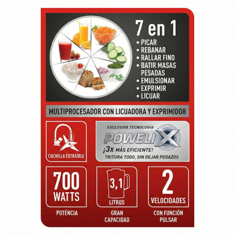 Multiprocesador Arno Multichef | 7 En 1 | Color rojo. Multiprocesador Arno Multichef | 7 En 1 | Color rojo.