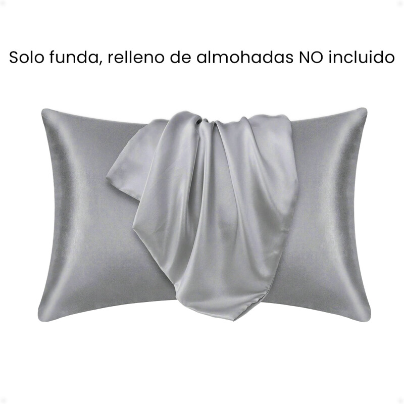 Funda Almohada De Satín Satén Tipo Seda Suave Gris Oscuro