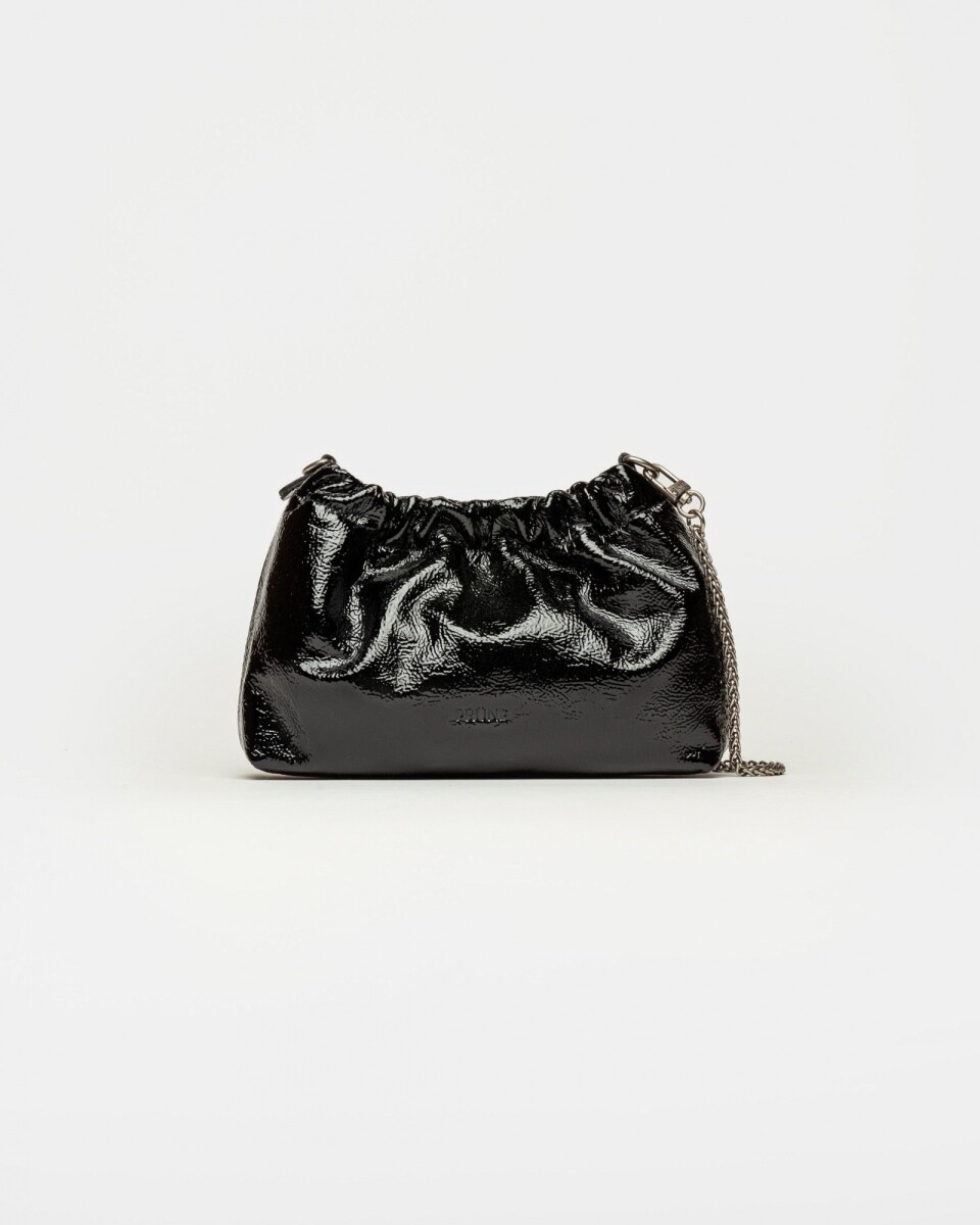 Mini Bag Gina en cuero charol arrugado - Negro 